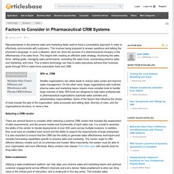 Factors to Consider in Pharmaceutical CRM Systems
