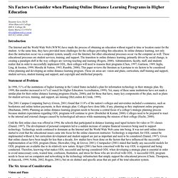 6 Factors to Consider when Planning Online Distance Learning Programs in Higher Education (Levy)