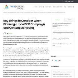 Key Things to Consider When Planning a Local SEO Campaign and Content Marketing