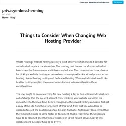 Things to Consider When Changing Web Hosting Provider – privacyenbescherming