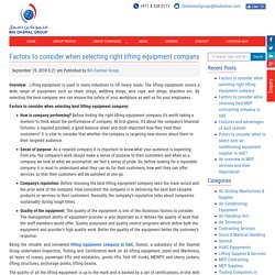 Factors to consider when selecting right lifting equipment company