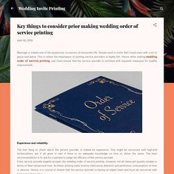 Key things to consider prior making wedding order of service printing