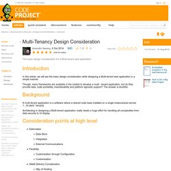 Multi-Tenancy Design Consideration