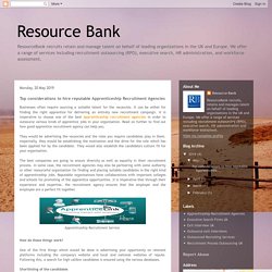 Resource Bank : Top considerations to hire reputable Apprenticeship Recruitment Agencies