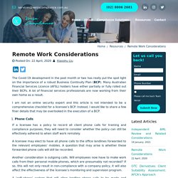 Remote Work Considerations - Xenia Compliance Consulting Pty. Ltd