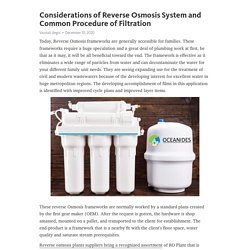 Thoughts of Reverse Osmosis system working & uses