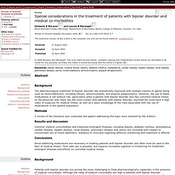 Special considerations in the treatment of patients with bipolar disorder and medical co-morbidities