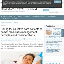 Caring for palliative care patients at home. Pharmaceutical Journal 2020