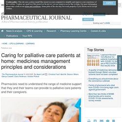 Caring for palliative care patients at home. Pharmaceutical Journal 2020