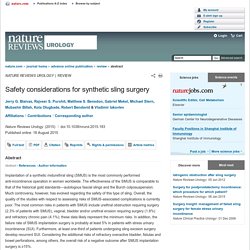 Safety considerations for synthetic sling surgery : Nature Reviews Urology
