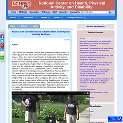 NCHPAD : Autism and Considerations in Recreation and Physical Activity Settings