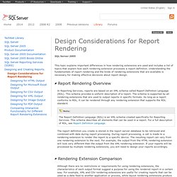 Design Considerations for Report Rendering