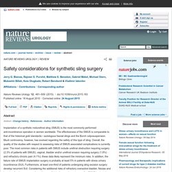 Safety considerations for synthetic sling surgery : Nature Reviews Urology : Nature Research