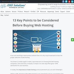 13 Key Points to be Considered Before Buying Web Hosting – OXO Solutions®
