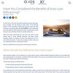Have You Considered the Benefits of Auto Loan Refinancing?