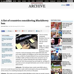 A list of countries considering BlackBerry bans