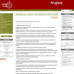 Consignes pour l'épreuve orale facultative de CAP et de BEP - Anglais