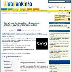 Les consignes de Bing pour le référencement naturel (SEO)
