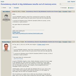 SQLite - Consistency check in big databases results out of memory error.