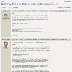 SQLite - Consistency check in big databases results out of memory error.