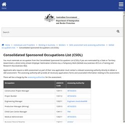 Consolidated Sponsored Occupations List (CSOL)