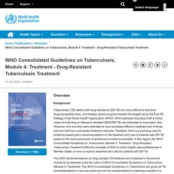 WHO Consolidated Guidelines on Tuberculosis, Module 4: Treatment - Drug-Resistant Tuberculosis Treatment
