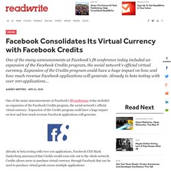 Facebook Consolidates Its Virtual Currency with Facebook Credits