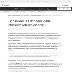 Consolider les données dans plusieurs feuilles de calcul - Excel