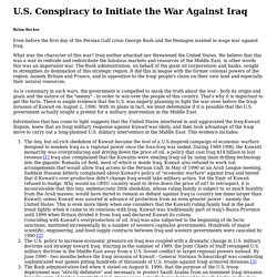 U.S. Conspiracy to Initiate the War Against Iraq