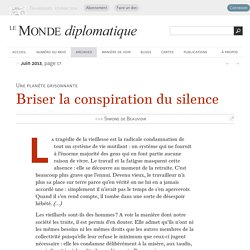 Briser la conspiration du silence : Simone de Beauvoir sur la vieillesse, par Simone de Beauvoir (Le Monde diplomatique, juin 2013)