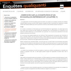 - Exercices sur la constitution d’un échantillon représentatif (chapitre 7)