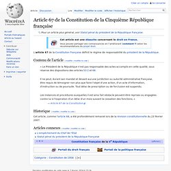 Article 67 de la Constitution de la Cinquième République française