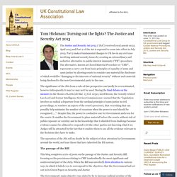Tom Hickman: Turning out the lights? The Justice and Security Act 2013