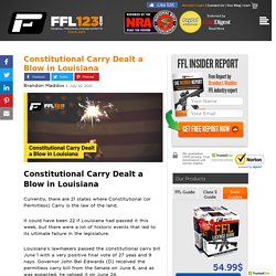 Constitutional Carry Dealt a Blow in Louisiana