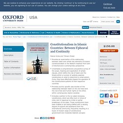OUP: Constitutionalism in Islamic Countries: Between Upheaval and Continuity: Rainer Grote