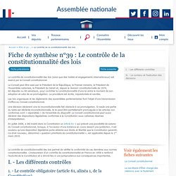 Le contrôle de la constitutionnalité des lois