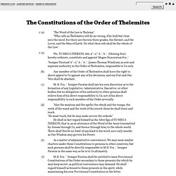 The Constitutions of the Order of Thelemites