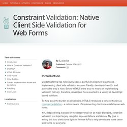 Constraint Validation: Native Client Side Validation for Web Forms