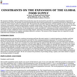 CONSTRAINTS ON THE EXPANSION OF THE GLOBAL FOOD SUPPLY