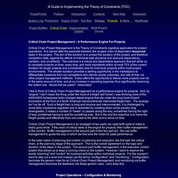 Theory of Constraints Projects Critical Chain