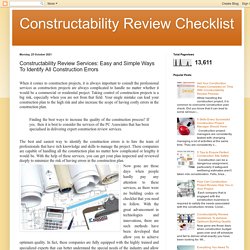 Constructability Review Services: Easy and Simple Ways To Identify All Construction Errors