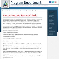 Co-constructing Success Criteria