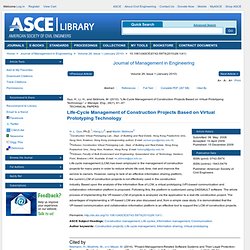 Life-Cycle Management of Construction Projects Based on Virtual Prototyping Technology | Browse - Journal of Management in Engineering