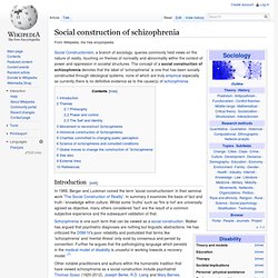 Social construction of schizophrenia