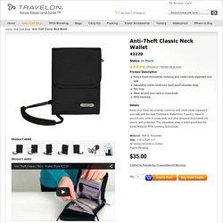Travelon Anti-Theft Neck Wallet with slash proof construction - www.travelonbags.com