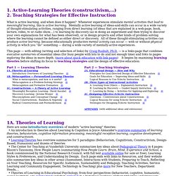 Active-Learning Theories (constructivism,...) and Teaching Strategies