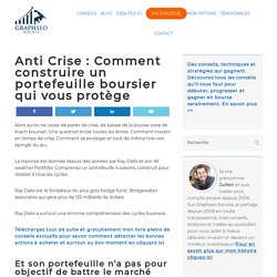 Anti Crise : Comment construire un portefeuille boursier qui vous protège