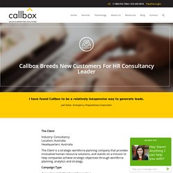 Callbox Breeds New Customers For HR Consultancy Leader - B2B Lead Generation Company Malaysia