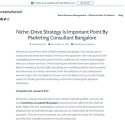 Niche-Drive Strategy Is Important Point By Marketing Consultant Bangalore – creativefactor1