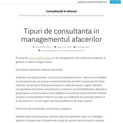 Tipuri de consultanta in managementul afacerilor – Consultanță în Afaceri